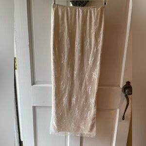 Pretty White Cream Lace Maxi Skirt Sz M